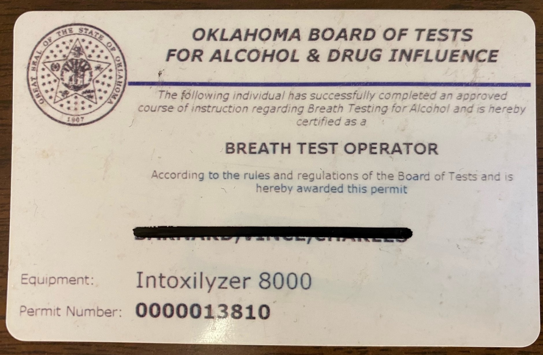 Please Renew Intoxilyzer 8000 Certification