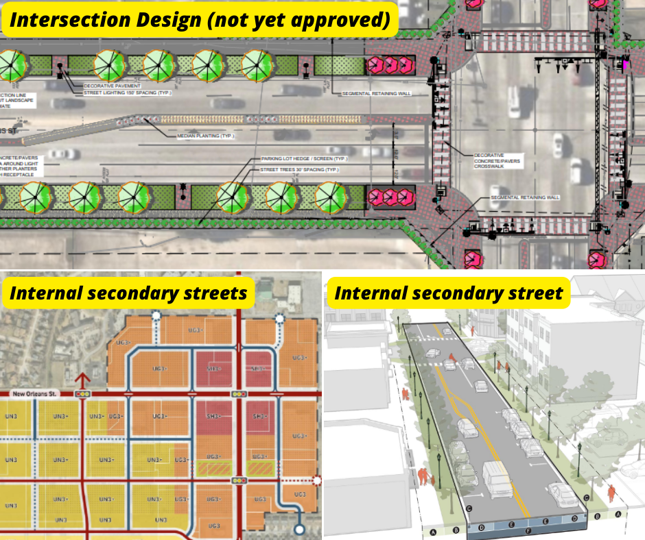 Conceptual designs of New Orleans Square Overlay and Elm and New Orleans intersection