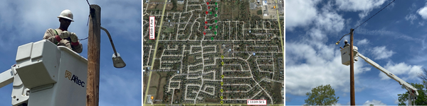 Crew member working on a streetlight