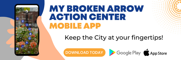 Banner advertising new My Broken Arrow Action Center mobile app