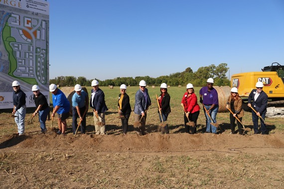 City leaders break ground on new Arrow Forge innovation district on Oct. 4.