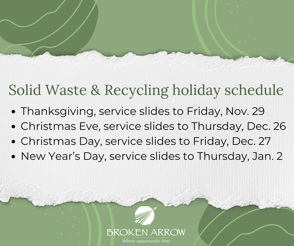 Holiday Solid Waste and Recycling Schedule