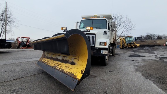 This is a picture of one of the city's snow plows that is ready for service.