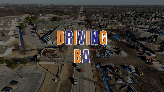 Aerial view of Houston Street looking east towards Olive Avenue intersection