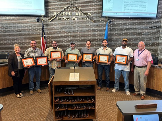 Seven Broken Arrow Streets employees were honored at the City Council meeting.