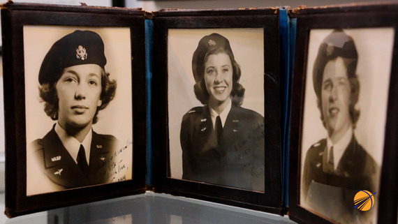 Three photos of women who served in the military