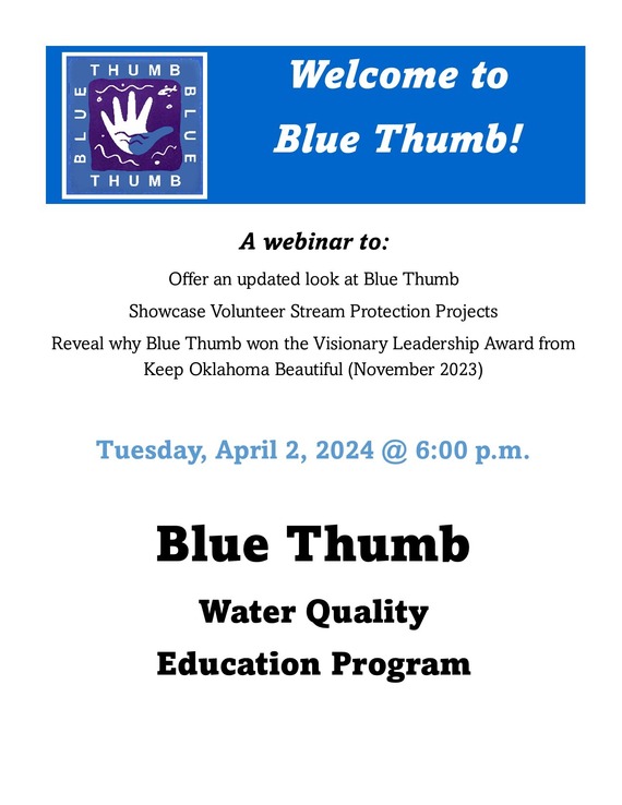 Flyer for Welcome to Blue Thumb Webinar