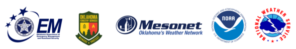 Logos of ODEMHS, OFS, Oklahoma Mesonet, NOAA and NWS