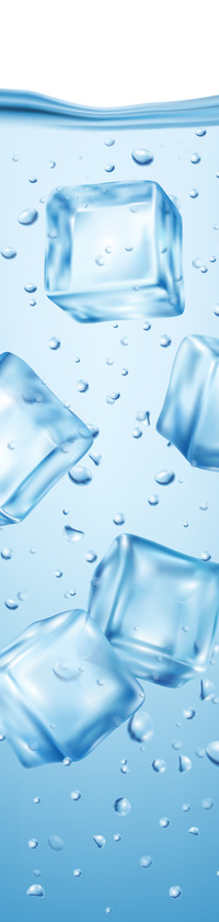 water with ice cubes in it. 