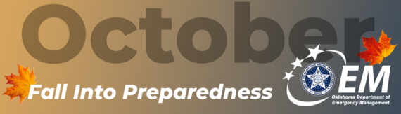 October. Fall Into Preparedness. Logo, Oklahoma Department of Emergency Management.