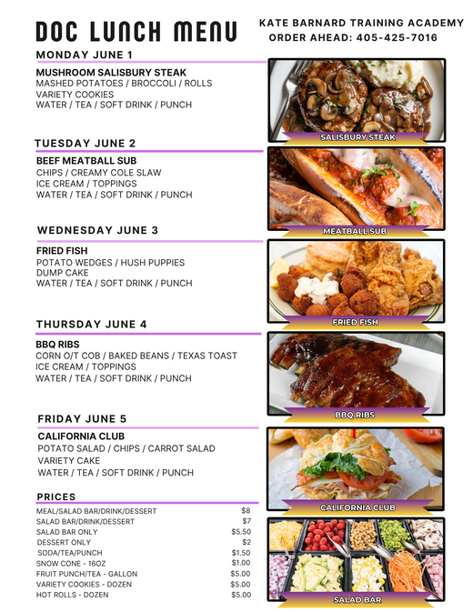 👩🏻‍🍳 Cafeteria Menu | June 1 - 5