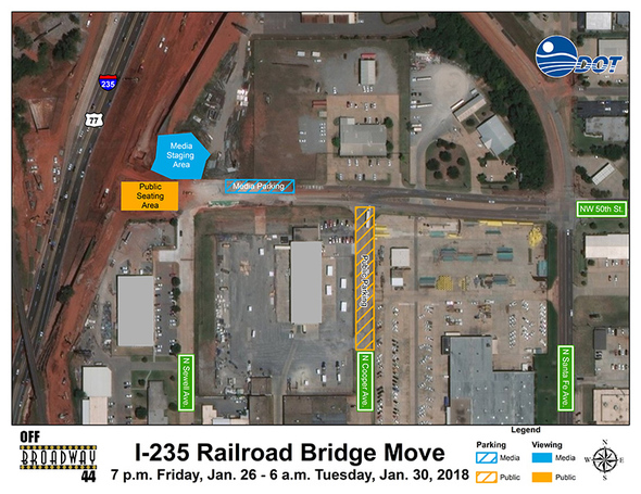 Map for media viewing of I-235 bridge installation