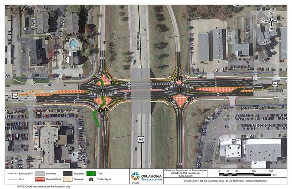 US-169 and Memorial Drive Diverging Diamond Interchange