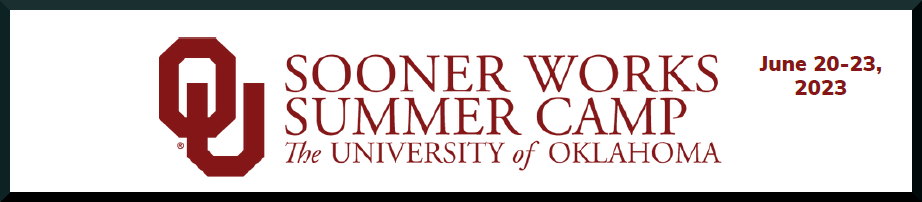 Logo, OU Sooner Works Summer Camp, University of Oklahoma, June 20-23, 2023