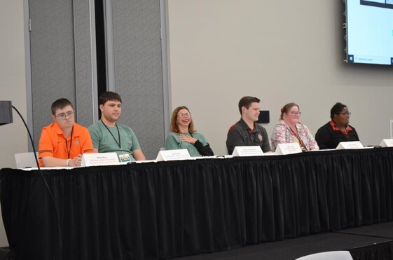 Students stetting at a table
