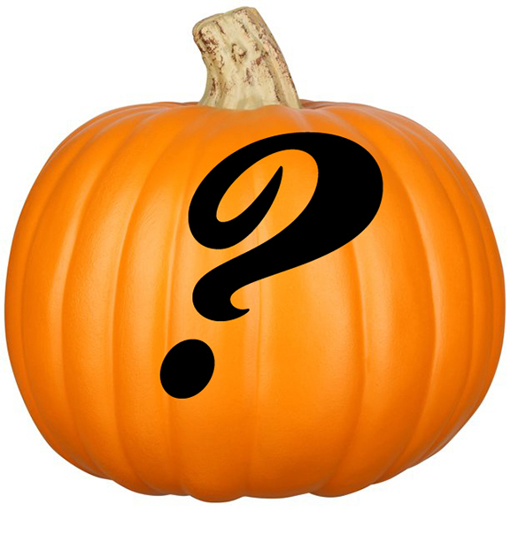 Pumpkin with question mark on it.
