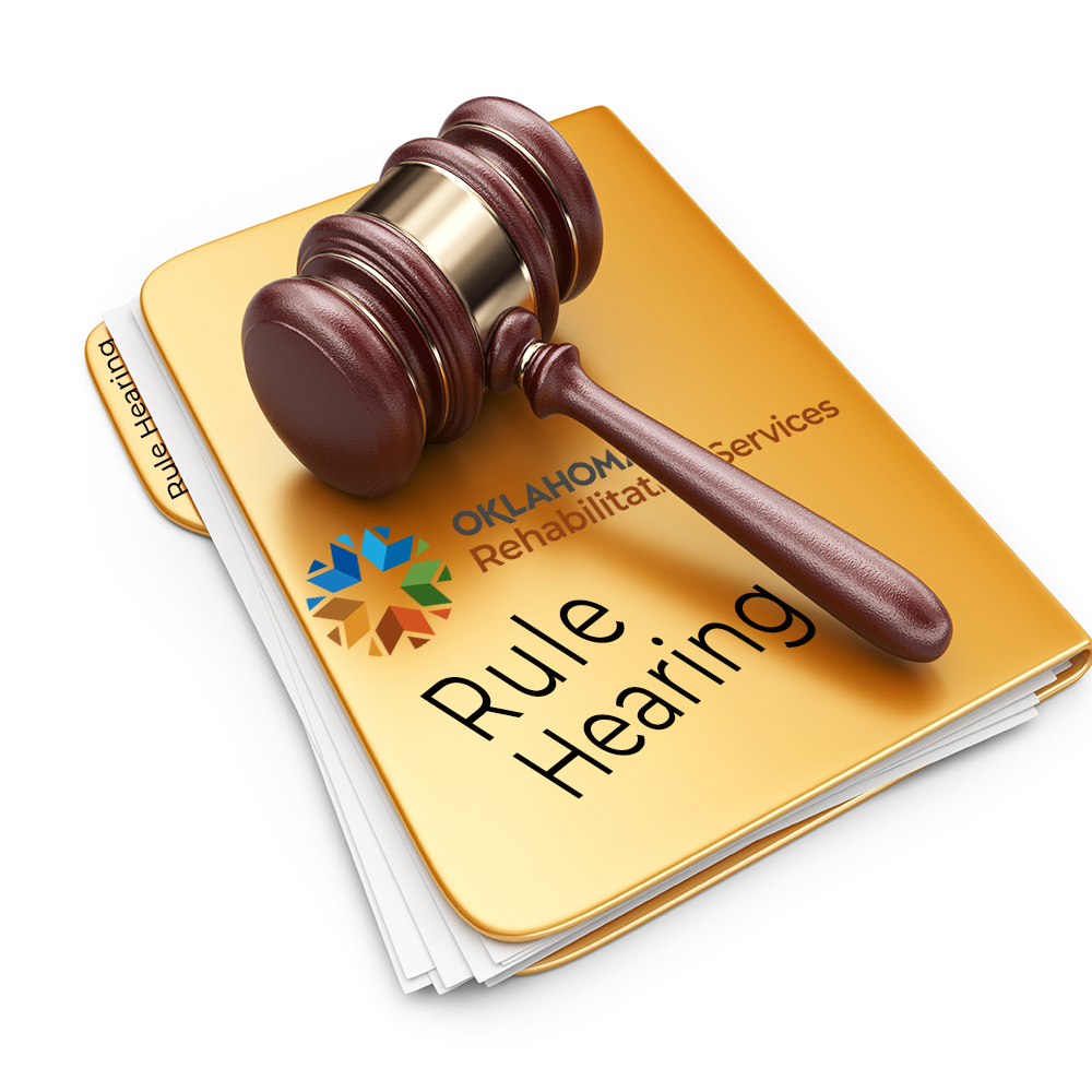 A file folder with DRS logo and rule change and gavel on top