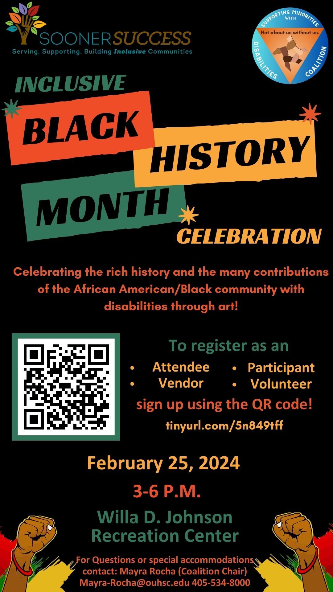 Flyer, Sooner Success Inclusive Black History Month Celebration; all information is article below