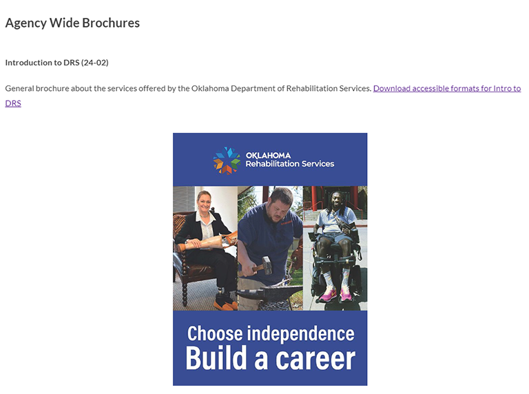 Web page of new DRS brochure order form.