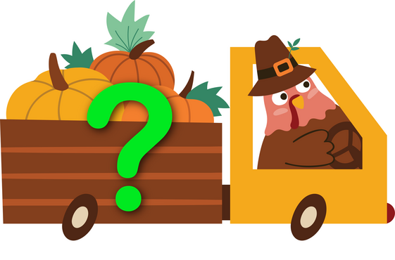 Turkey driving truck with question mark on side of vehicle.