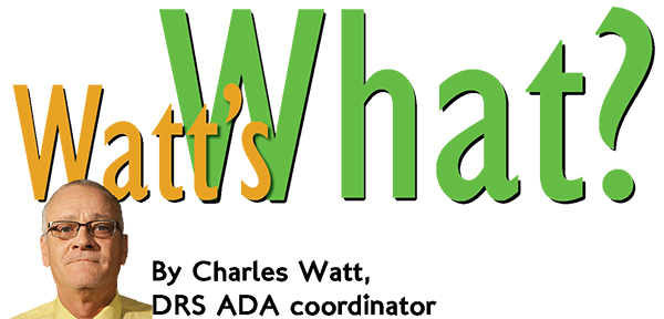 Man with glasses with words Watt's what.