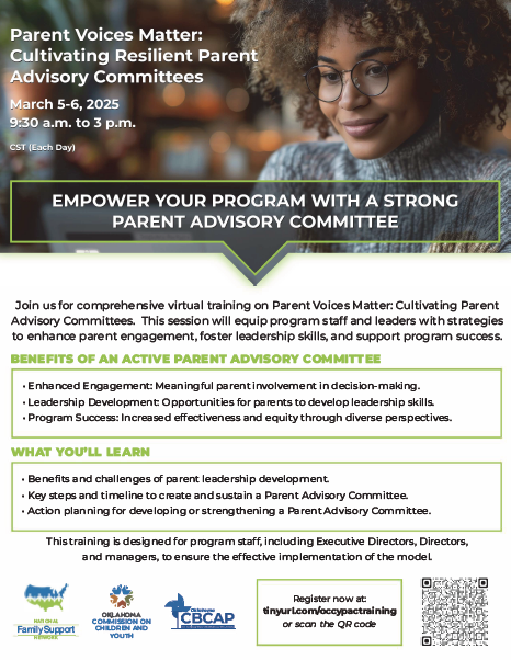 National Family Support Network, Parent Voices Matter: Cultivating Resilient Parent Advisory Committees, details in paragraph below