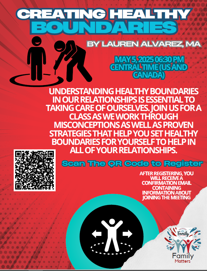 flyer, Creating Healthy Boundaries session, details in paragraph below