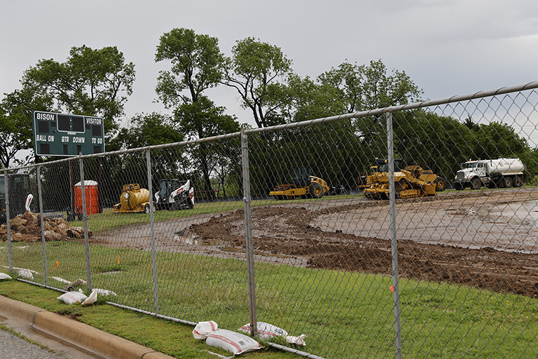 Construction equipment at OSD football field.