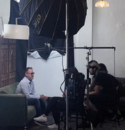 Man answering questions for video.