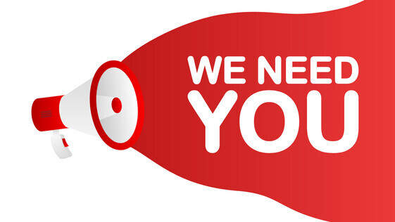 Megaphone with words "We need you."