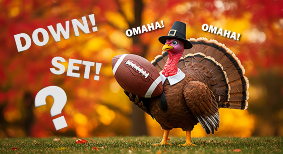 Turkey holding football.