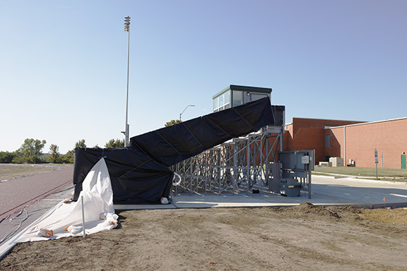 Home stands and press box at OSB football field.