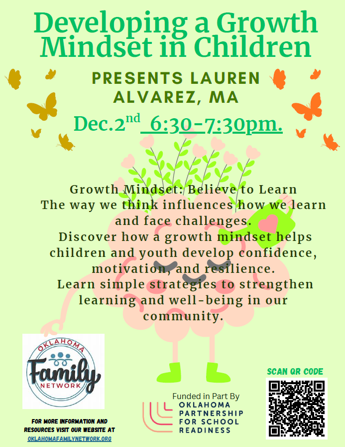 Flyer, Developing a Growth Mindset in Children, details in paragraph below