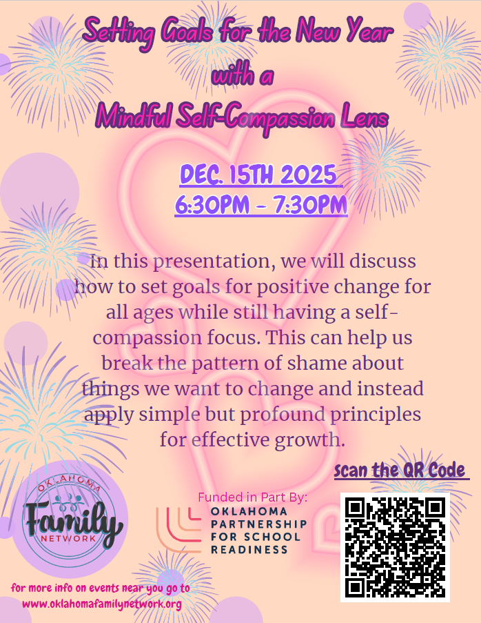 flyer, Setting Goals for the New Year with a Mindful Self-compassion Lens webinar, details in paragraph below