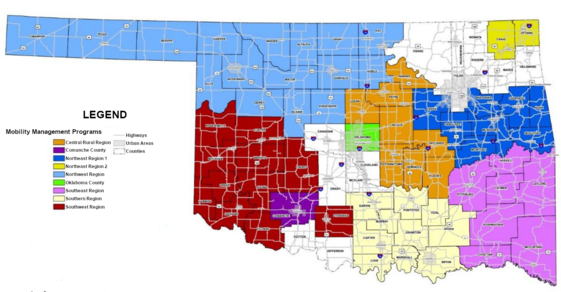 graphic, Oklahoma Mobility Management Program, details in paragraph and links below