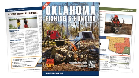 the cover and inside pages of the 2024 Oklahoma fishing and hunting regulations book