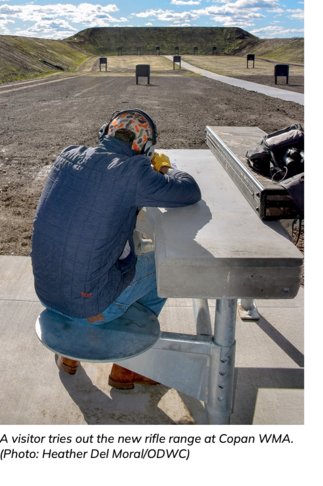 A visitor tries out the new rifle range at Copan WMA. (Photo by Heather Del Moral/ODWC) 
