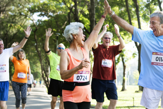 Photo of runners finishing race