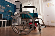 Photo of a wheelchair in a living room