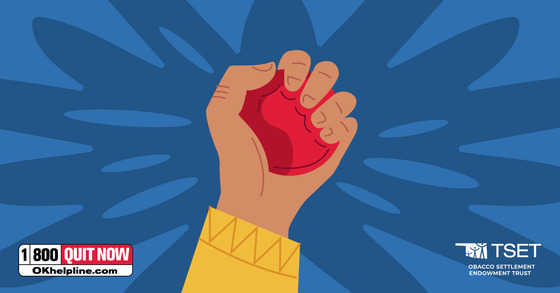TSET graphic of a hand squeezing a stress ball