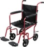 Photo of a red and black manual transport wheelchair.
