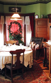 Seasonal decorations in dining room of historic home
