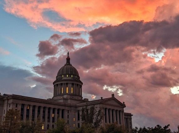 Oklahoma Capitol Building at Sunset