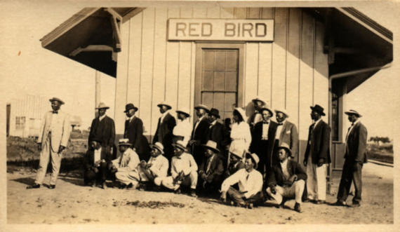 Townspeople of Redbird Oklahoma at the train station