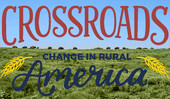 Pawnee Bill Crossroads exhibit logo with bison heard in background