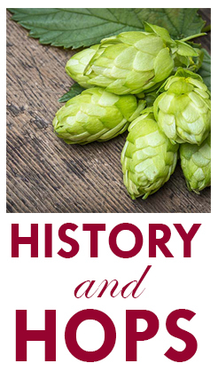 a picture of hops, and the words History and Hops below it