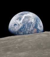 Earthrise photo taken on the surface of the moon