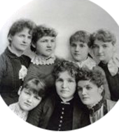 Victorian Women gathered in a group portrait