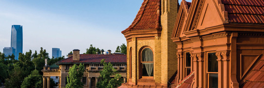 The roofline of the Overholser Mansion in Oklahoma City