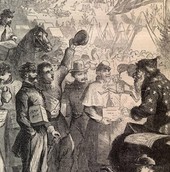 A Hapers Weekly engraving of a Civil War era Santa by Nash